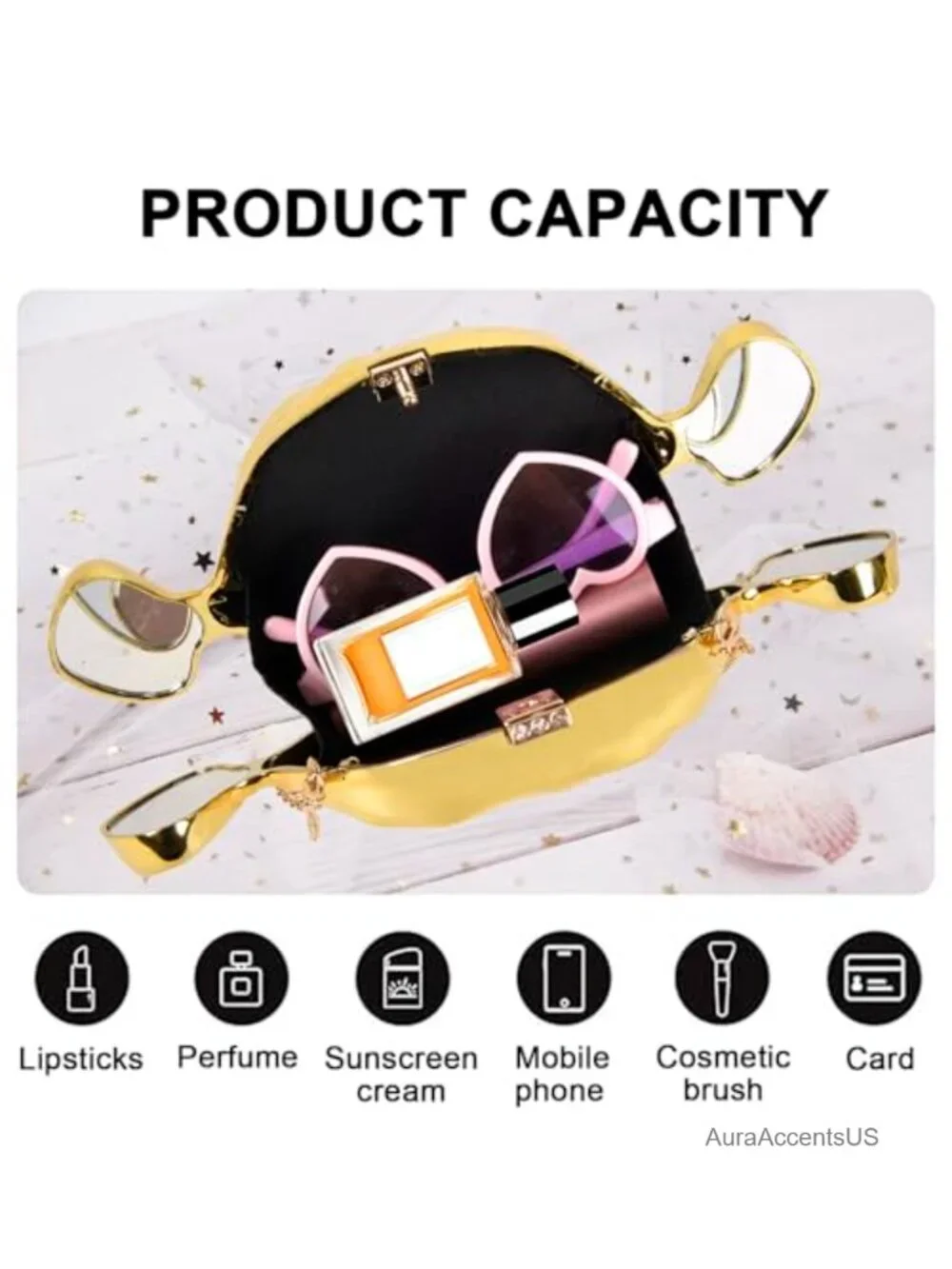 Acrylic Evening Clutch with Detachable Chain, Metal Box Handbag